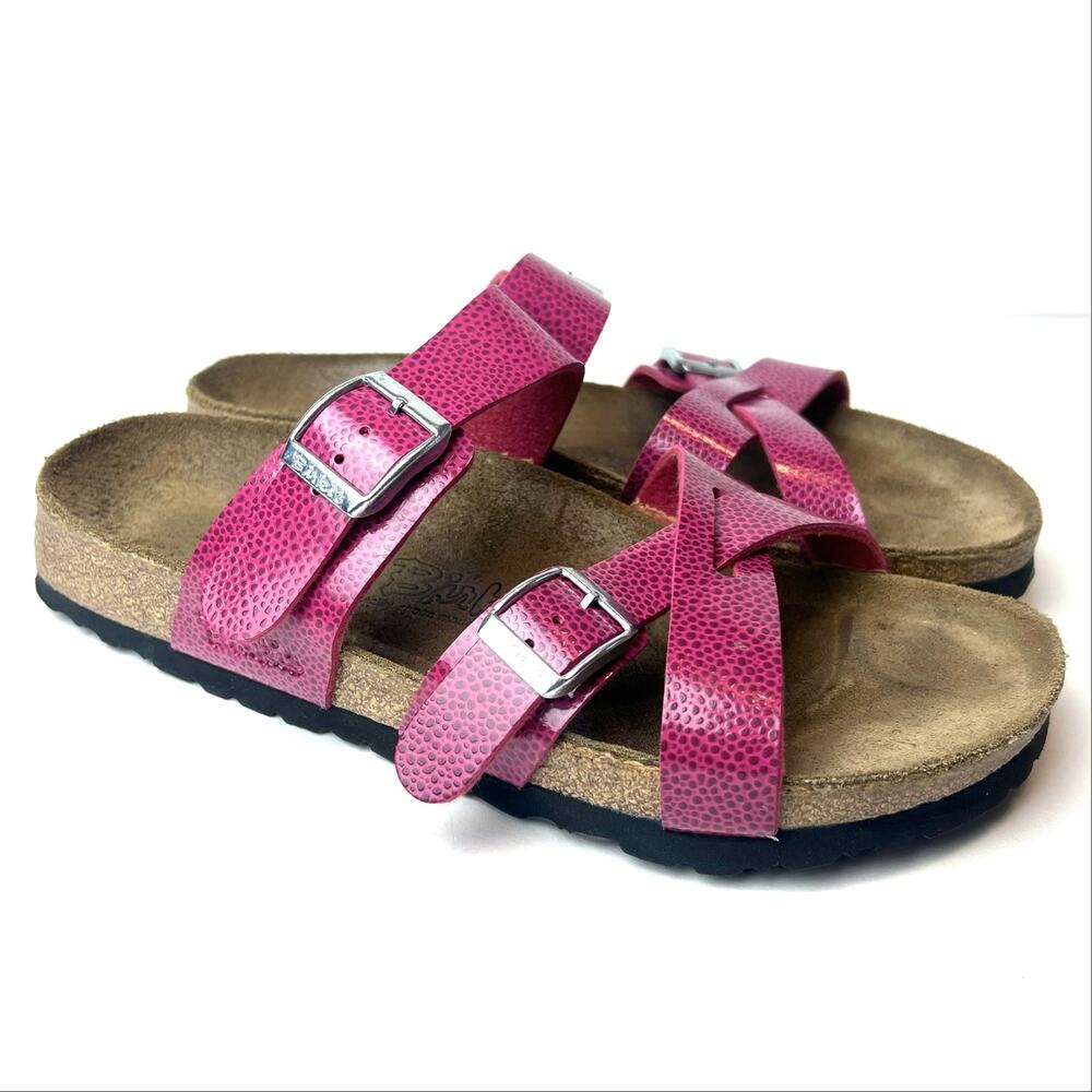 Birkenstock Birki's Pink Nepal Criss Cross Double Strap Sandals Comfort Size 8